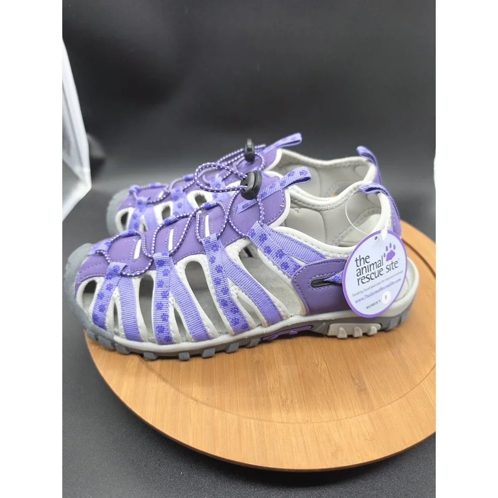 Animal Rescue Site Womens Size 9‎ Purple Paw Print Water Sandals - Picture 5 of 7